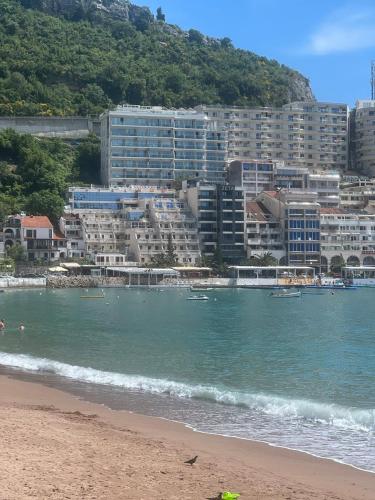 a view of a beach with buildings and condos at Better place in Becici