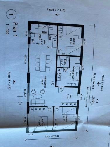 a drawing of a floor plan of a building at Lake Cottage With Sunsets Over Försjön in Eksjö