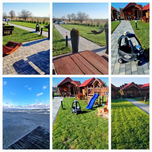 a collage of pictures of a park with a playground at PRZYSTAŃ CISZY in Jantar