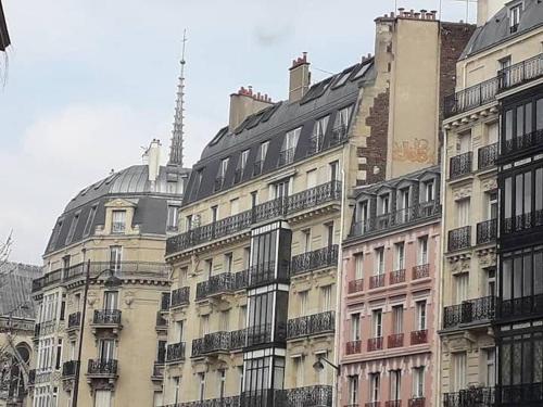 AU COEUR de Paris AU PIED de notre Dame Studio equipe salle de bains wc calme clair type cabine clim ascenseur