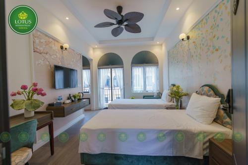 Katil atau katil-katil dalam bilik di Lotus Hotel Vuon Vua Phu Tho