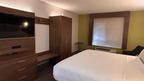 a bedroom with a bed and a flat screen tv at Holiday Inn Express & Suites Reidsville by IHG in Reidsville