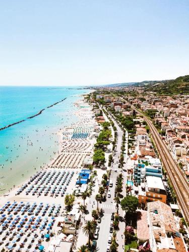 an aerial view of a beach and the ocean at Carmen House in Grottammare