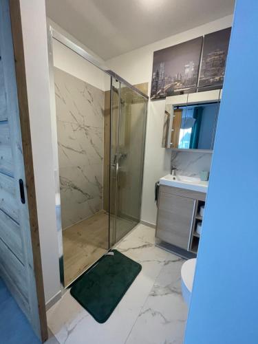 Koupelna v ubytování Apartament z tarasem przy lesie Reda