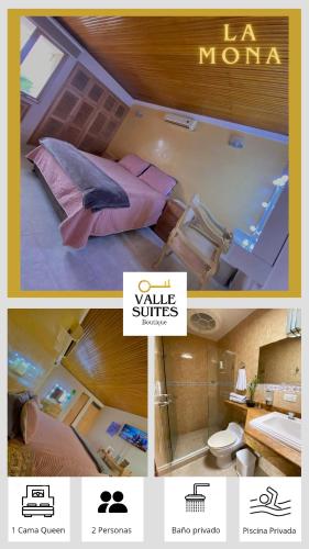a collage of two pictures of a room with a bedroom at Valle Suites, la Mejor Ubicación in Valledupar