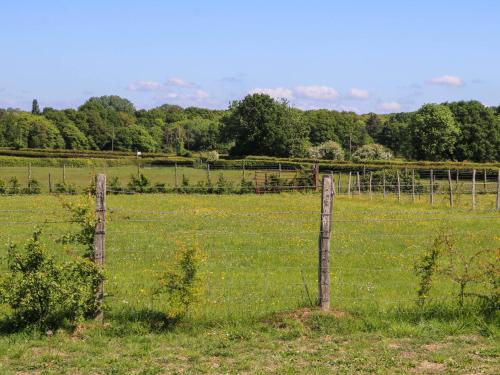 a fence in the middle of a field at Songbirds in Tenterden