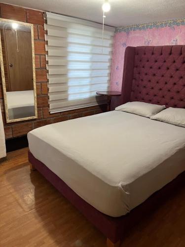 a bedroom with a large bed and a window at Casa 2BR con entrepiso y AC in Zona Centro in Tuxtla Gutiérrez