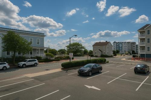a parking lot with two cars parked in it at Atlantic Breeze Motel & Apartments in Ocean City
