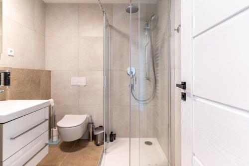 Koupelna v ubytování SOLARIS APARTMÁNY Pálava