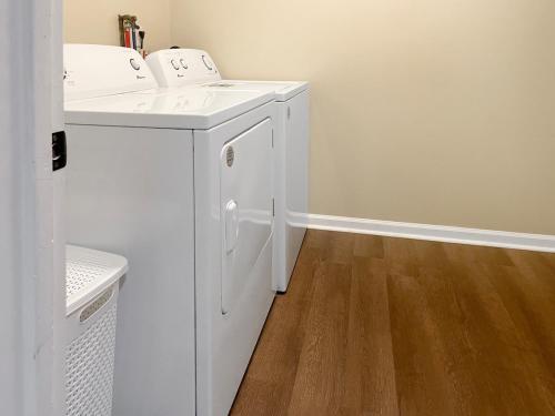 a white washer and dryer in a room at Ideal 2BR 1BA Apartment Near IUP & More! in Indiana