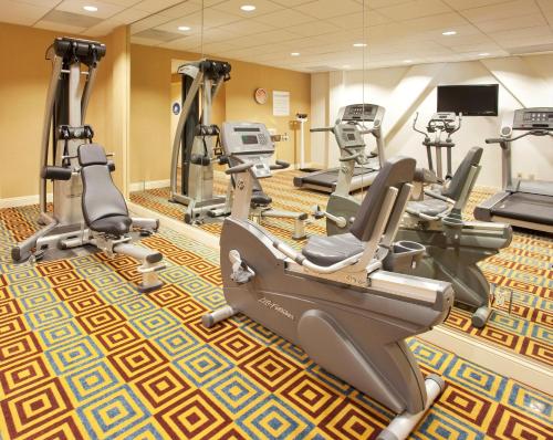 a gym with treadmills and elliptical machines at Holiday Inn Express Hotel & Suites Santa Cruz by IHG in Santa Cruz