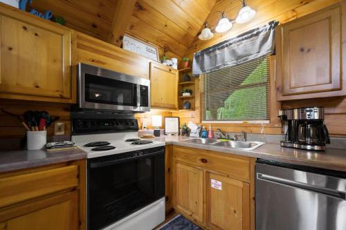 Private Studio Log Cabin! Mountain View, Hot Tub, Fireplace, Honeymoon! photo 16