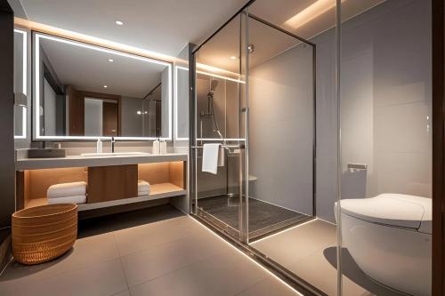 Koupelna v ubytování Mehood Lestie Hotel Dongguan Chang'an