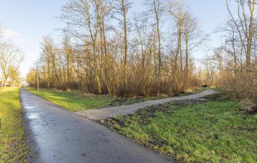 a dirt road next to a field and trees at Cozy Home In Wagenborgen With Wifi in Wagenborgen