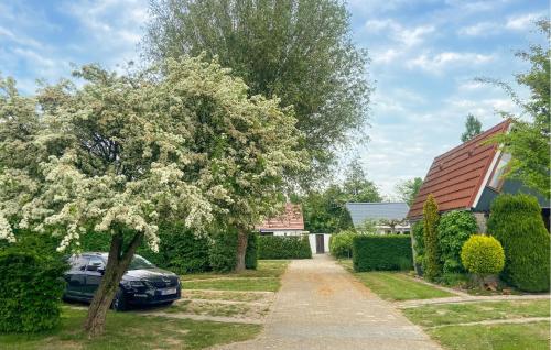 a house with a car parked next to a tree at 3 Bedroom Cozy Home In Stellendam in Stellendam