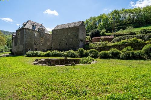 an old stone building in a field of grass at Château de Salamon - plage privée in Réquista