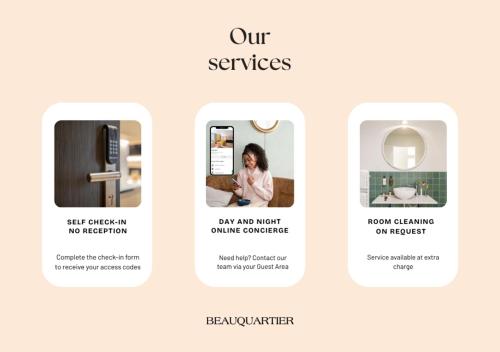 une capture d'écran de la page d'accueil de notre site Web de services dans l'établissement Beauquartier - Sentier, à Paris