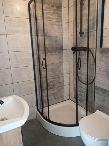 Ένα μπάνιο στο Apartament Czwarte Niebo