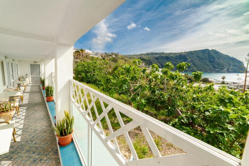 a balcony with a view of the ocean at Appartamenti Casa del Sole in Ischia