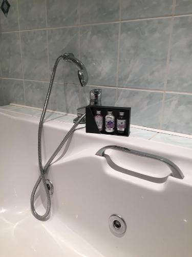 d'une baignoire surmontée d'un robinet. dans l'établissement Apartment Đakovo, à Ðakovo