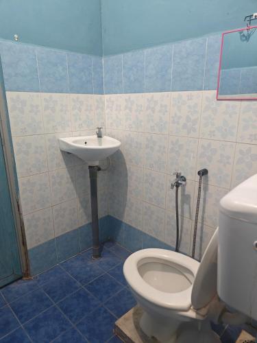 a bathroom with a toilet and a sink at Warisan Homestay Kampung Chinchin in Jasin