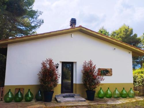 a small house with green vases in front of it at Villa Maiano Casa Piccola in Torretta
