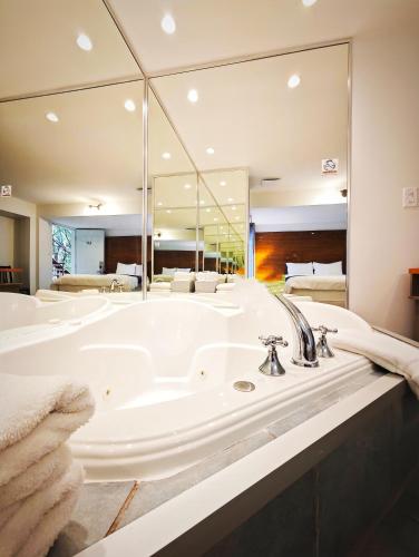 Bilik mandi di Motel des Pentes et Suites
