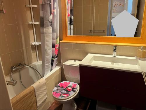 une petite salle de bain avec un lavabo et des toilettes dans l'établissement Studio 4 personnes Valberg, à Péone