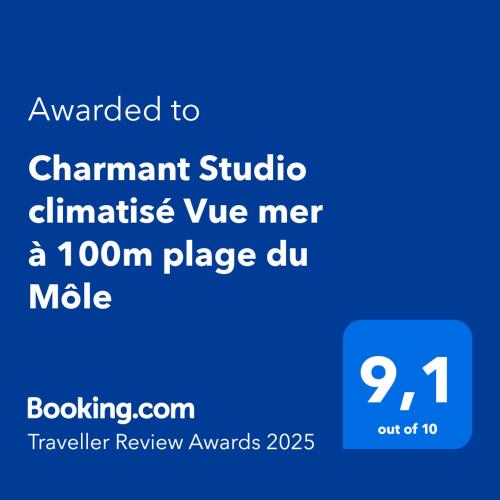 Charmant Studio climatisé Vue mer à 100m plage du Môle photo 12