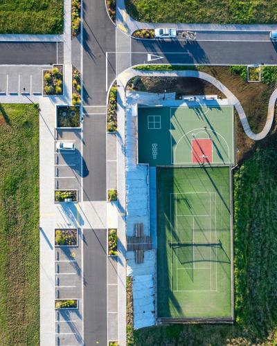 an overhead view of a building on a road at Casa Karioi in Raglan