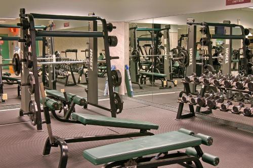 a gym with rows of machines and a mirror at Flamingo Las Vegas Hotel & Casino in Las Vegas