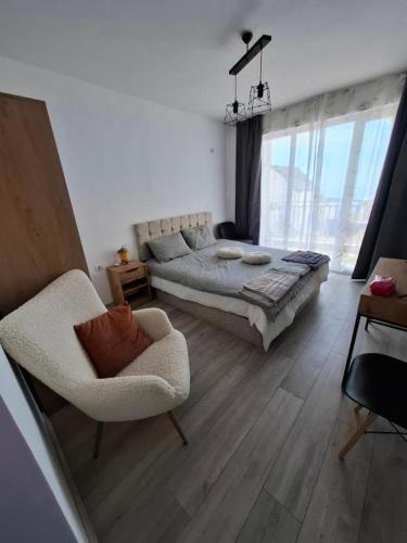 En eller flere senge i et værelse på 2025, New luxury apartment with stunning sea view in Balchik family amenities