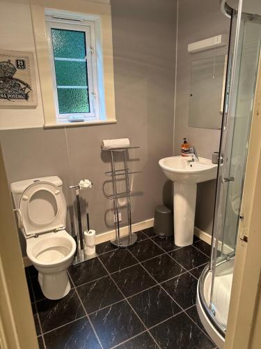 ein Badezimmer mit Toilette und Waschbecken in der Unterkunft Highland cottage Fort William in Fort William