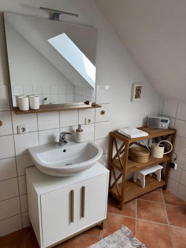 Ένα μπάνιο στο Ferienwohnung Hochhinaus
