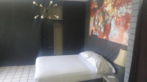 a bedroom with a bed and a painting on the wall at Torreón 3 - Habitación cerca del aeropuerto con alberca in Torreón