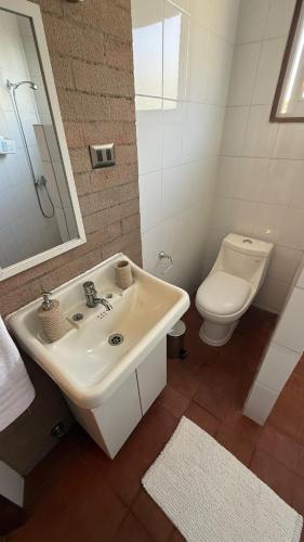 a bathroom with a sink and a toilet at Tribu in Viña del Mar