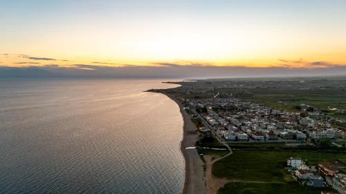 an aerial view of the shoreline of the ocean at Nafsika Suites in Nea Moudania