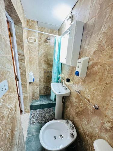 a bathroom with a sink and a toilet at Manuel Apart in Esquina