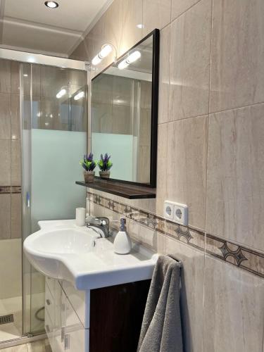 a bathroom with a sink and a mirror at Apartamento NEPTUNO PLAYA in Peniscola