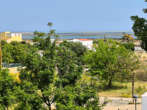 a view of a city with trees and the ocean at Santa Rita Guest House in Olhão