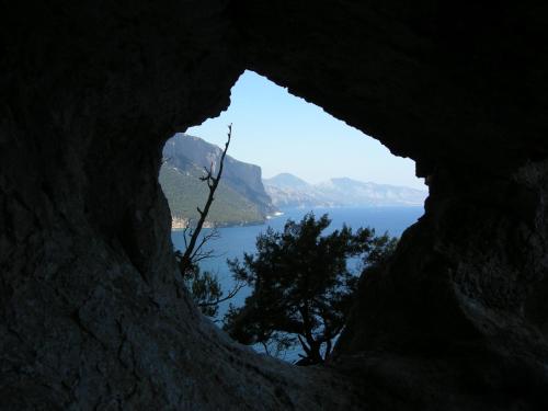 a view of the water from a cave at Turismo Rurale Belvedere Pradonos in Dorgali