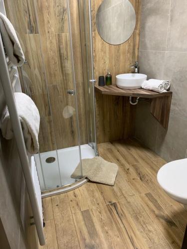 Koupelna v ubytování Apartmány ČERNÝ KOHOUT