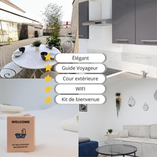 un collage de photos d'un salon meublé dans l'établissement La tour des cépages 4 personnes au cœur des vignes, à Avize