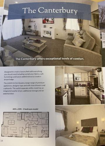 a collage of photos of a living room and a kitchen at Romney Lodge in New Romney