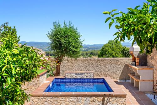 a swimming pool in the middle of a yard with trees at La Casa Gran Clariana in Gornal