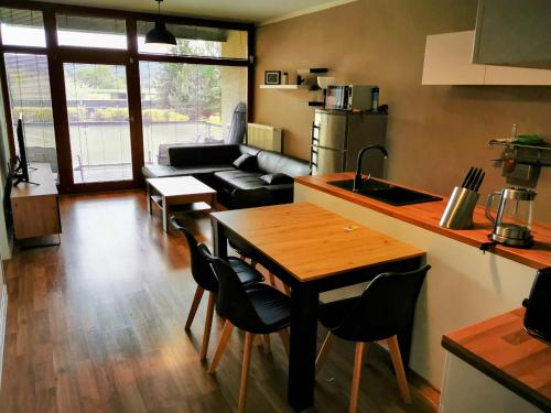 Η κουζίνα ή μικρή κουζίνα στο Apartmány Doky Lipno A9 a D1