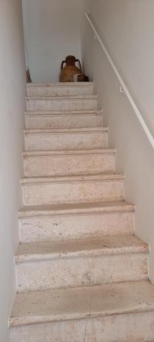 a set of stairs in a white room with aigunigunigun at Carmela's guest house in Castellana Grotte