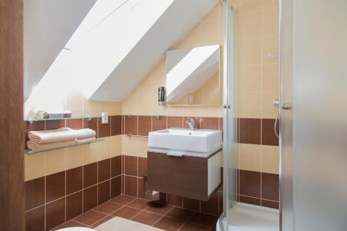 波達艾斯卡的住宿－SISI旅館，一间带水槽和镜子的浴室