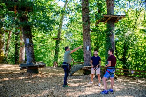 a group of people standing around a tree at Poterne- Logement raffiné avec jardin in Aubeterre-sur-Dronne