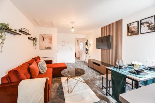 TV a/nebo společenská místnost v ubytování Stylish Flat near Coop Arena & Etihad Stadium